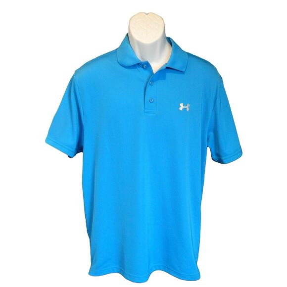 Under Armour Men's Blue Polo Golf‎ Shirt HeatGear Loose Fit Size L - Picture 1 of 9
